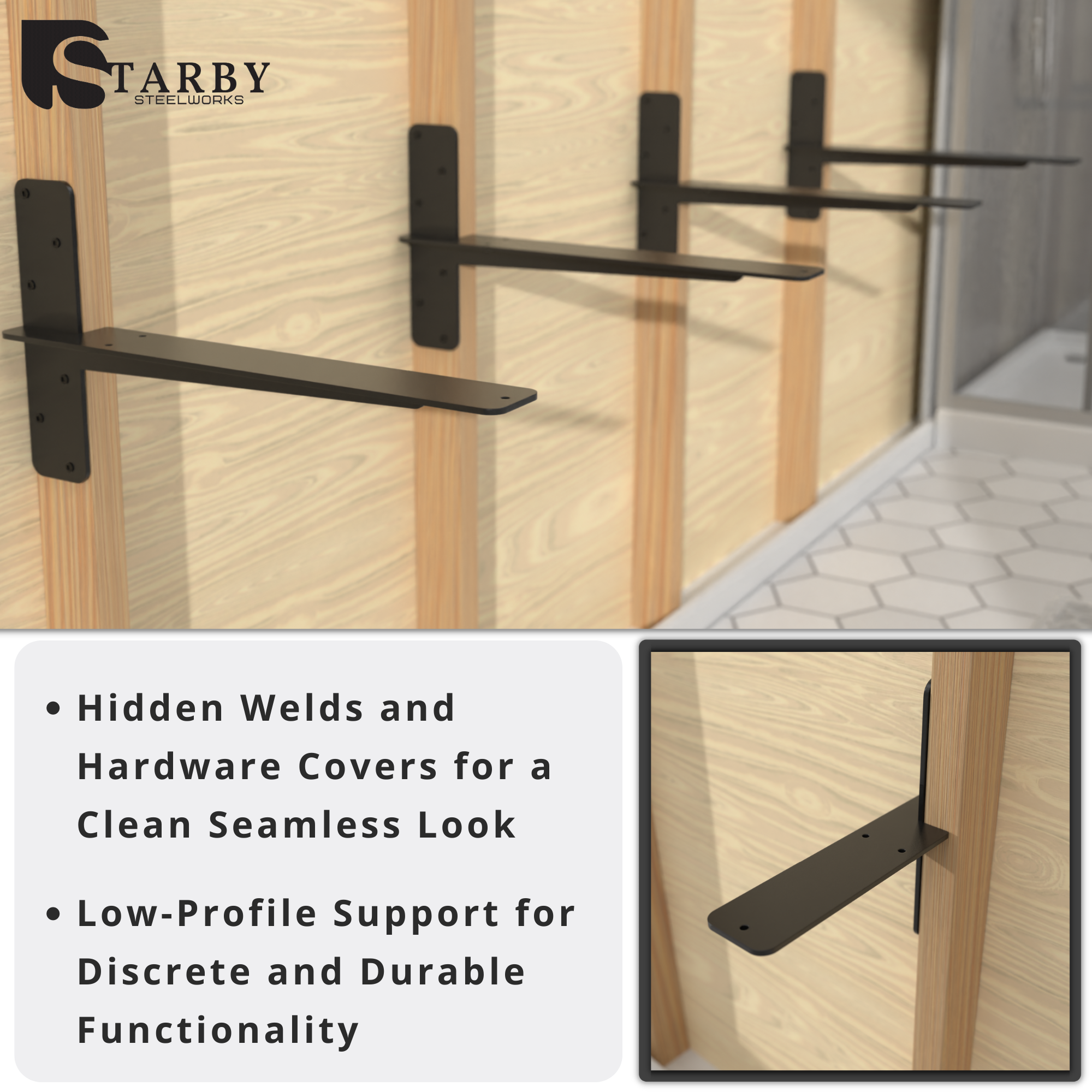 Heavy-Duty Granite Bracket | Floating Granite T-Bracket |StarbyDesigns