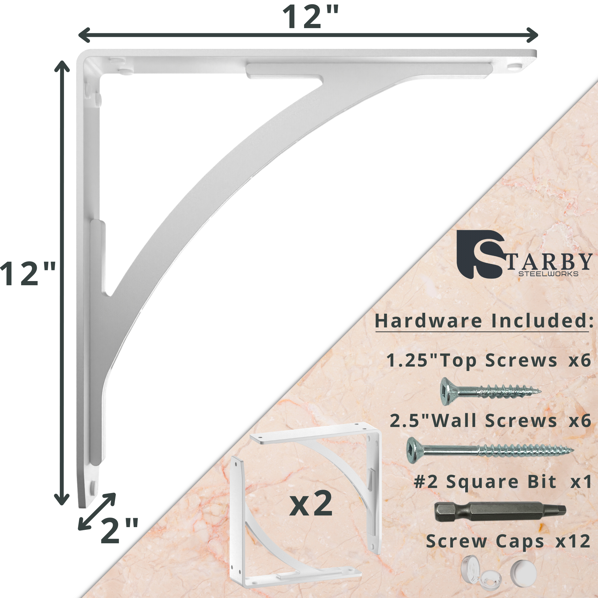 STARBY Designer Heavy Duty Metal Shelf Brackets (2 Each) Fireplace M –  StarbyDesigns