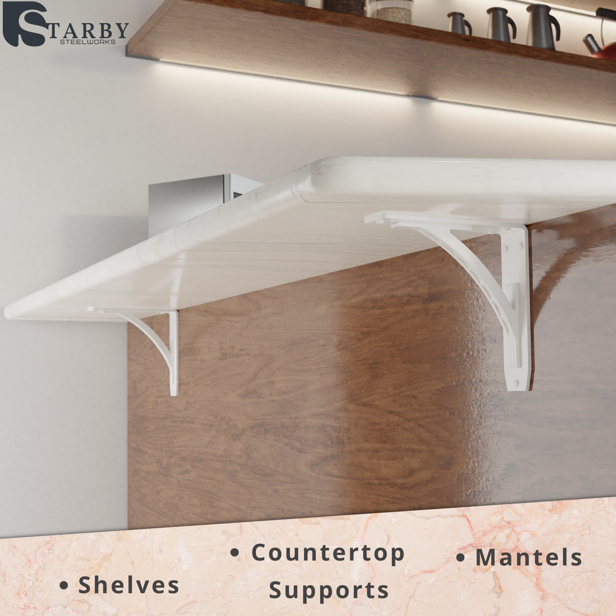 Sullivan White Brackets Shelf |White Countertop Brackets|StarbyDesigns