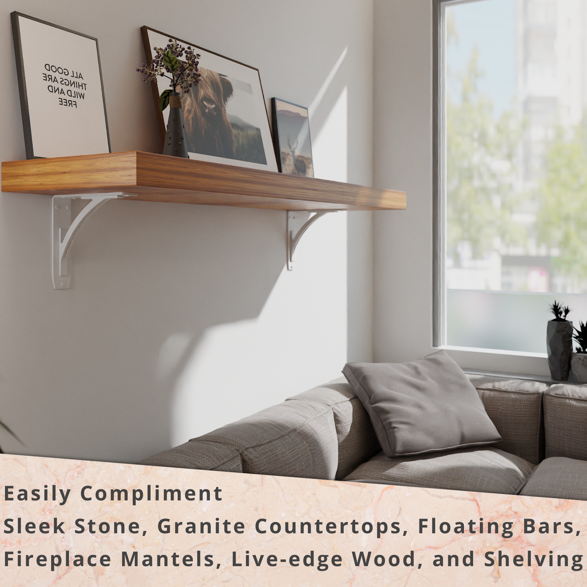 Sullivan White Brackets Shelf |White Countertop Brackets|StarbyDesigns