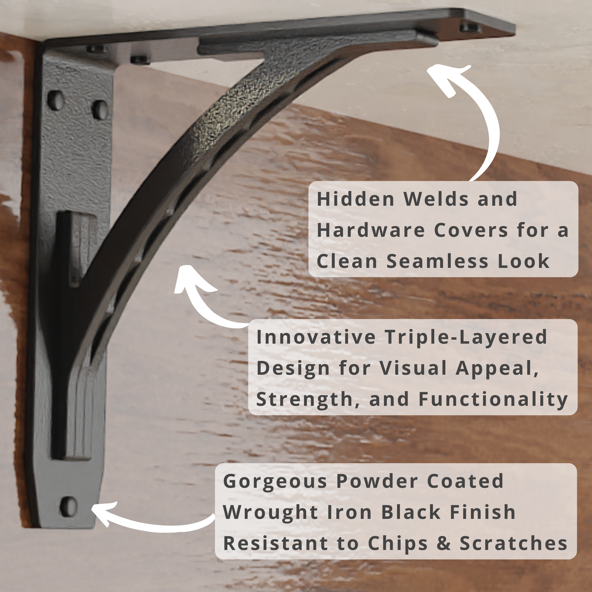 Sullivan Shelf Brackets | Black Countertop Brackets | StarbyDesigns