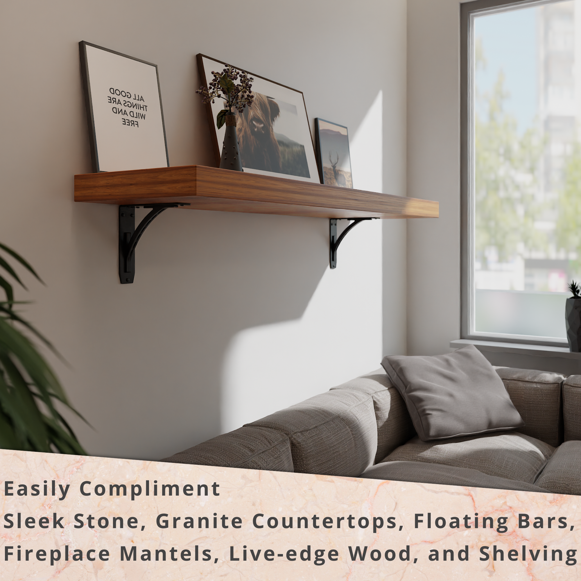 Sullivan Shelf Brackets | Black Countertop Brackets | StarbyDesigns