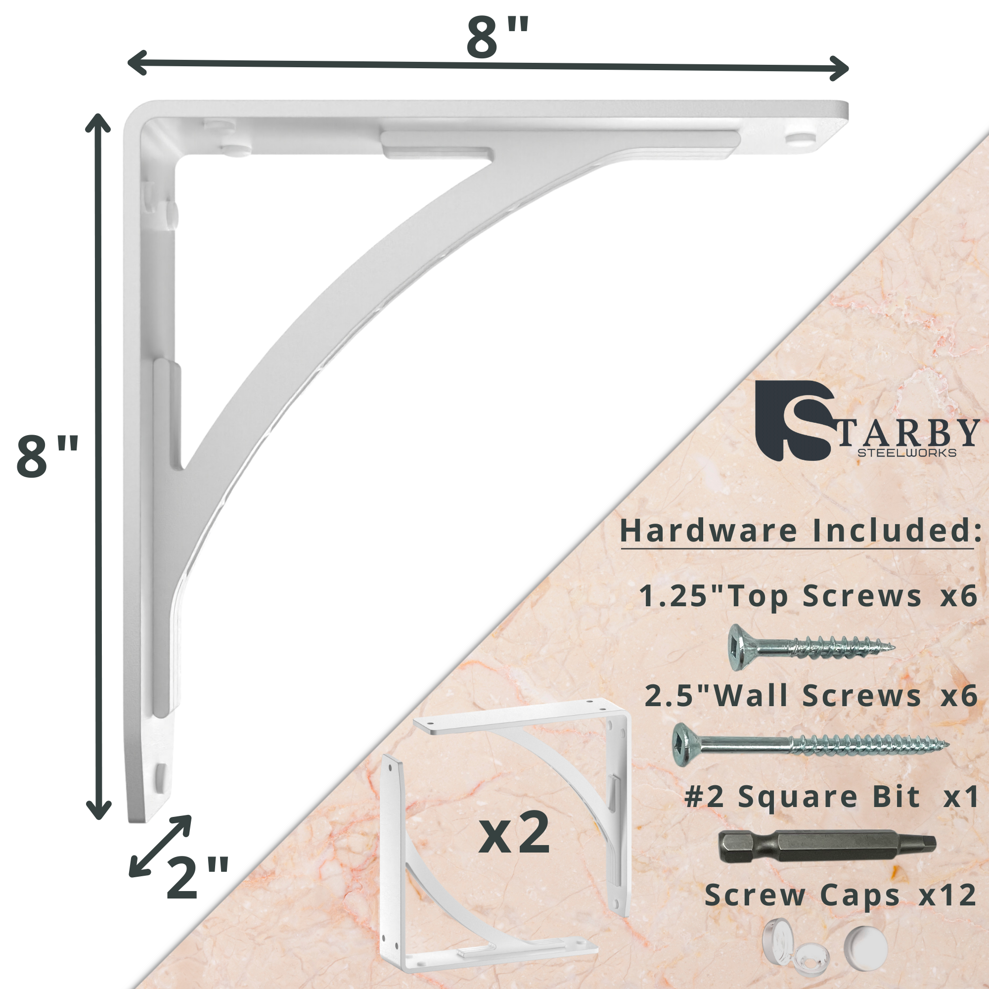 Sullivan Heavy Duty Shelf & Countertop Brackets - White