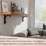 Starby Southern Charm Heavy Duty Steel Fireplace Mantel Brackets, Floating Shelf, Countertop Support - Hand Welded (2 Pack)
